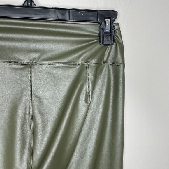 OFFLINE by Aerie Legging Womens Large Olive Green Faux Leather NEW High Waisted - Picture 7 of 11